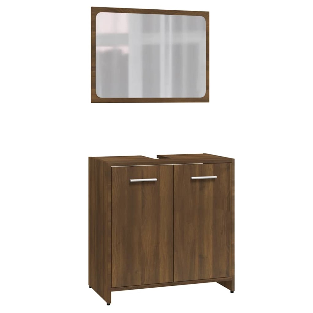 vidaXL Set de mobilier de baie, stejar maro, lemn prelucrat