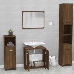 vidaXL Set de mobilier de baie, stejar maro, lemn prelucrat vidaXL Set de mobilier de baie, stejar maro, lemn prelucrat