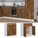 vidaXL Dulap inferior cu sertar “Lyon”, stejar fumuriu, 60x46x81,5 cm