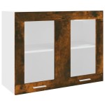 vidaXL Dulap de sticlă suspendat “Lyon”, stejar fumuriu, 80x31x60 cm