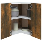 vidaXL Dulap de colț suspendat “Lyon”, stejar fumuriu, 57x57x60 cm