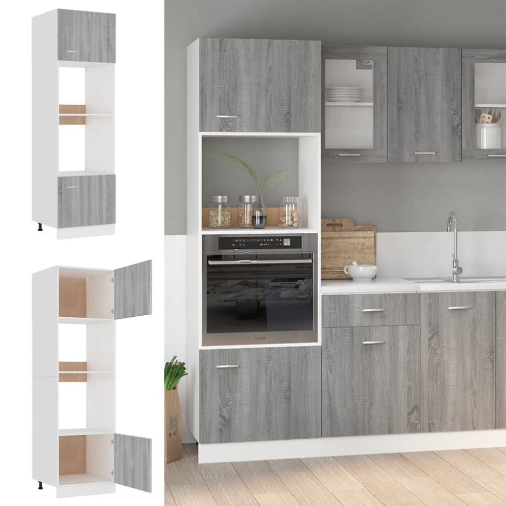 vidaXL Dulap cuptor microunde “Lyon”, gri sonoma, 60x57x207cm