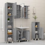 vidaXL Dulap de baie, gri sonoma, 30x30x95 cm, lemn prelucrat