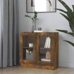 vidaXL Dulap cu vitrină, stejar fumuriu 82,5x30,5x80 cm lemn prelucrat vidaXL Dulap cu vitrină, stejar fumuriu 82,5x30,5x80 cm lemn prelucrat