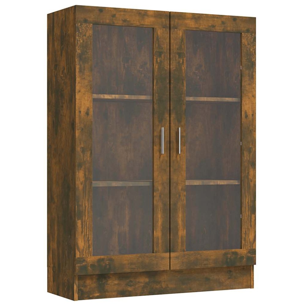 vidaXL Dulap vitrină, stejar fumuriu, 82,5x30,5x115 cm, lemn prelucrat