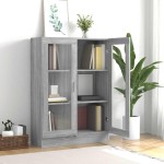 vidaXL Dulap vitrină, gri sonoma, 82,5x30,5x115 cm, lemn prelucrat