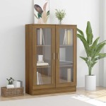 vidaXL Dulap vitrină, stejar maro, 82,5x30,5x115 cm, lemn prelucrat