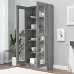 vidaXL Dulap vitrină, gri sonoma, 82,5x30,5x185,5 cm, lemn prelucrat