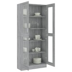 vidaXL Dulap vitrină, gri sonoma, 82,5x30,5x185,5 cm, lemn prelucrat