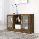vidaXL Dulap vitrină, stejar fumuriu, 120x30,5x70 cm, lemn prelucrat vidaXL Dulap vitrină, stejar fumuriu, 120x30,5x70 cm, lemn prelucrat