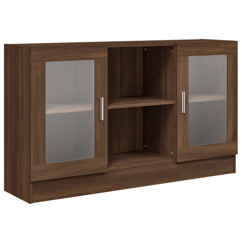 vidaXL Dulap vitrină, stejar maro, 120x30,5x70 cm, lemn prelucrat