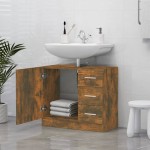 vidaXL Dulap de chiuvetă, stejar fumuriu, 63x30x54 cm, lemn prelucrat vidaXL Dulap de chiuvetă, stejar fumuriu, 63x30x54 cm, lemn prelucrat