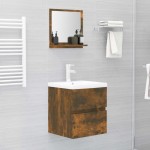 vidaXL Oglindă de baie, stejar fumuriu, 40x10,5x37 cm, lemn prelucrat