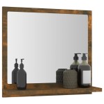 vidaXL Oglindă de baie, stejar fumuriu, 40x10,5x37 cm, lemn prelucrat