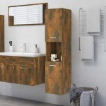 vidaXL Dulap de baie, stejar fumuriu, 30x30x130 cm, lemn prelucrat vidaXL Dulap de baie, stejar fumuriu, 30x30x130 cm, lemn prelucrat