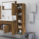 vidaXL Dulap de baie, stejar fumuriu, 30x30x130 cm, lemn prelucrat vidaXL Dulap de baie, stejar fumuriu, 30x30x130 cm, lemn prelucrat