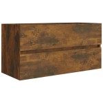 vidaXL Dulap chiuvetă, stejar fumuriu, 90x38,5x45 cm, lemn prelucrat vidaXL Dulap chiuvetă, stejar fumuriu, 90x38,5x45 cm, lemn prelucrat