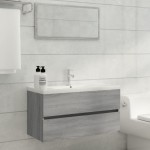 vidaXL Dulap de chiuvetă, sonoma gri, 90x38,5x45 cm, lemn prelucrat vidaXL Dulap de chiuvetă, sonoma gri, 90x38,5x45 cm, lemn prelucrat
