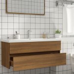 vidaXL Dulap chiuvetă, stejar maro, 100x38,5x45 cm, lemn prelucrat vidaXL Dulap chiuvetă, stejar maro, 100x38,5x45 cm, lemn prelucrat