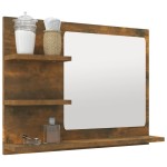 vidaXL Oglindă de baie, stejar fumuriu, 60x10,5x45 cm, lemn prelucrat