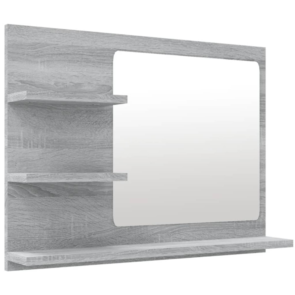vidaXL Oglindă de baie, gri sonoma, 60x10,5x45 cm, lemn compozit