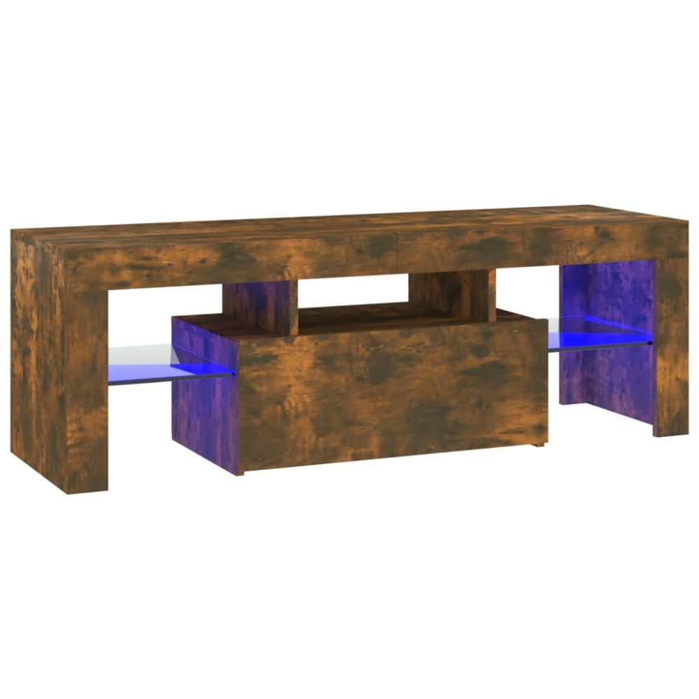 vidaXL Comodă TV cu lumini LED, stejar fumuriu, 120x35x40 cm