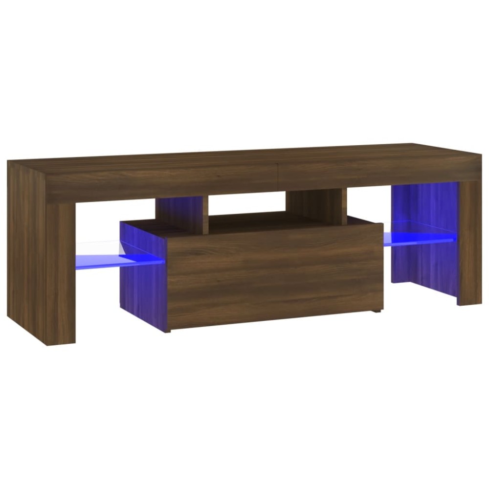 vidaXL Comodă TV cu lumini LED, stejar maro, 120x35x40 cm