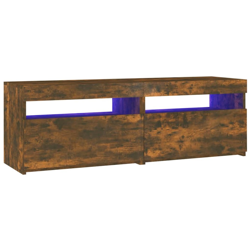 vidaXL Comodă TV cu lumini LED, stejar fumuriu, 120x35x40 cm