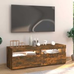 vidaXL Comodă TV cu lumini LED, stejar fumuriu, 120x35x40 cm