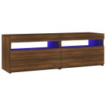 vidaXL Comodă TV cu lumini LED, stejar maro, 120x35x40 cm