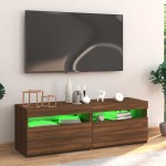 vidaXL Comodă TV cu lumini LED, stejar maro, 120x35x40 cm