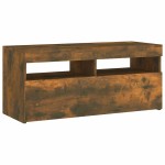 vidaXL Comodă TV cu lumini LED, stejar fumuriu, 90x35x40 cm