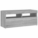 vidaXL Comodă TV cu lumini LED, gri sonoma, 90x35x40 cm vidaXL Comodă TV cu lumini LED, gri sonoma, 90x35x40 cm