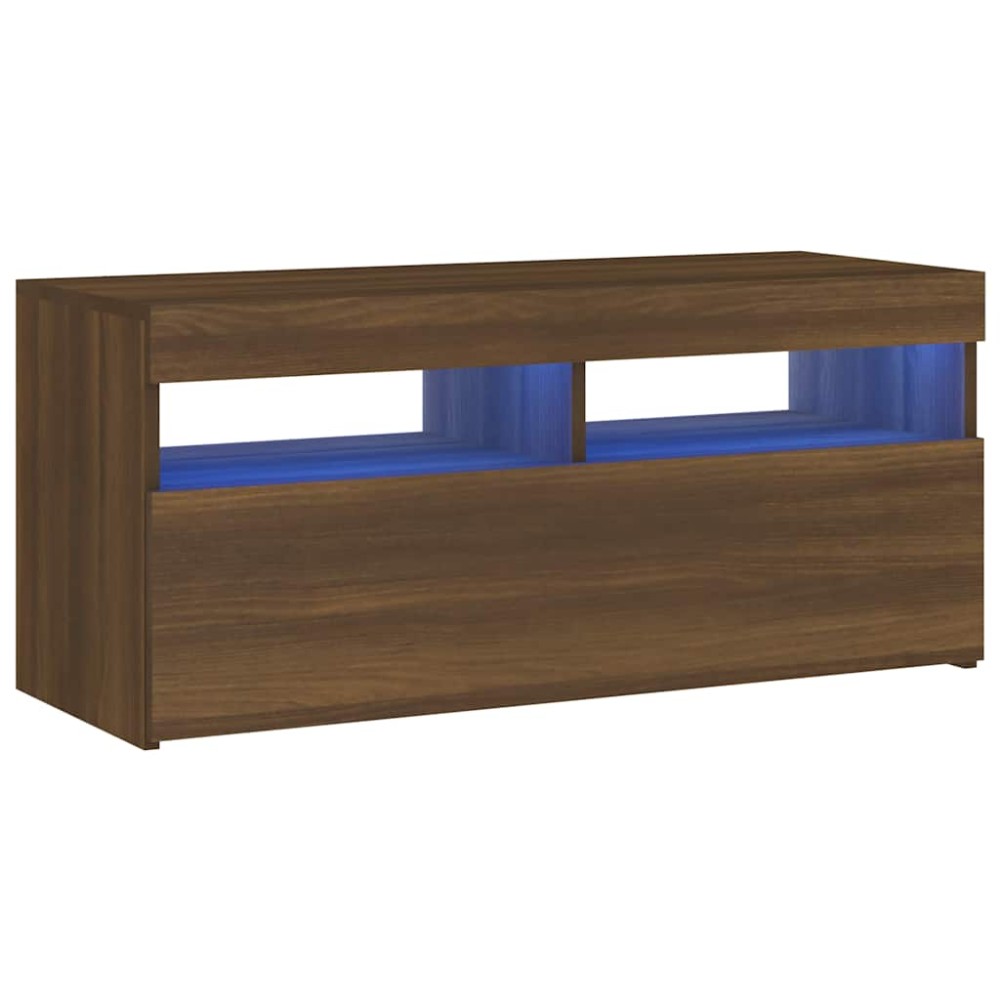 vidaXL Comodă TV cu lumini LED, stejar maro, 90x35x40 cm