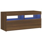 vidaXL Comodă TV cu lumini LED, stejar maro, 90x35x40 cm vidaXL Comodă TV cu lumini LED, stejar maro, 90x35x40 cm
