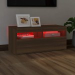 vidaXL Comodă TV cu lumini LED, stejar maro, 90x35x40 cm vidaXL Comodă TV cu lumini LED, stejar maro, 90x35x40 cm