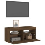 vidaXL Comodă TV cu lumini LED, stejar maro, 90x35x40 cm vidaXL Comodă TV cu lumini LED, stejar maro, 90x35x40 cm