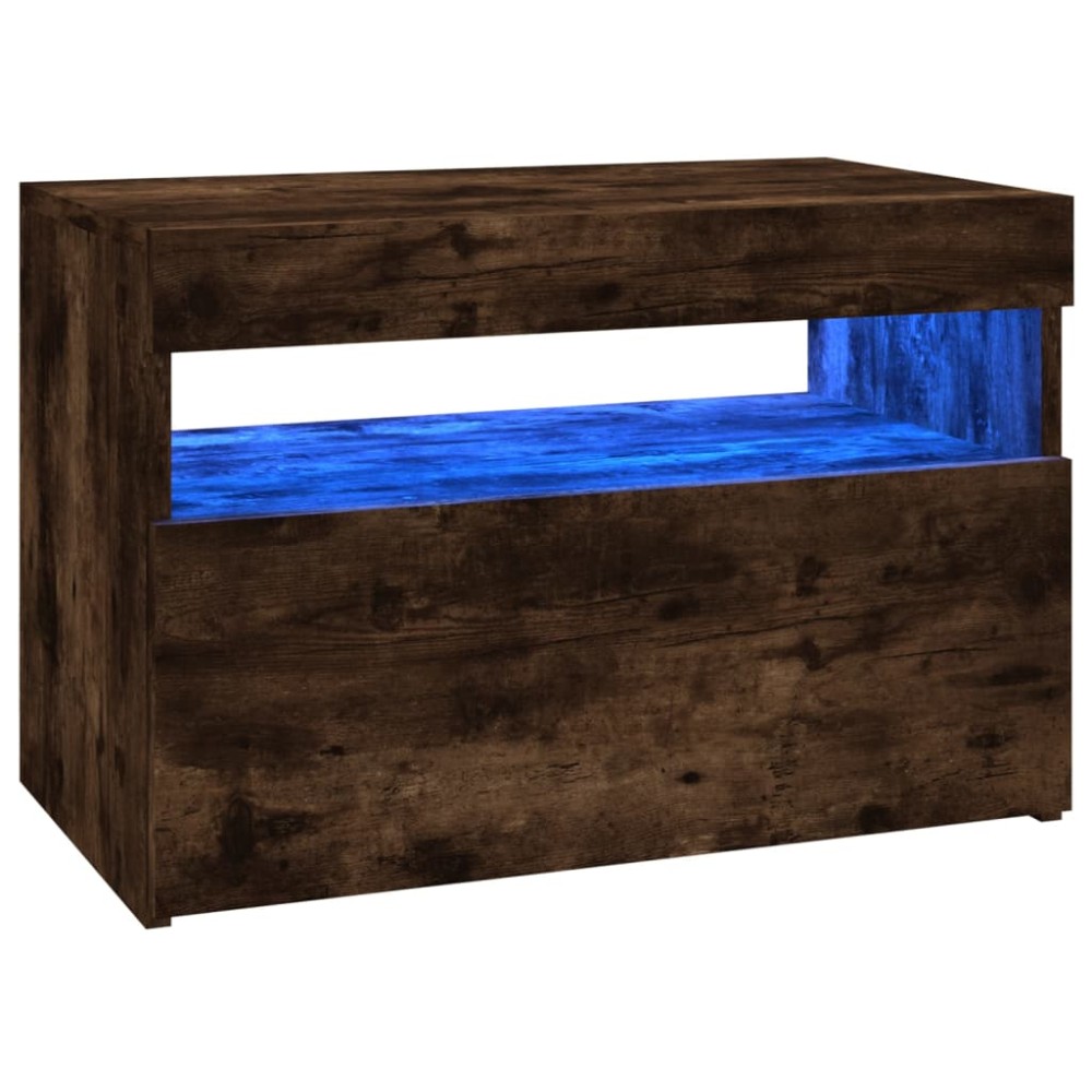 vidaXL Comodă TV cu lumini LED, stejar fumuriu, 60x35x40 cm