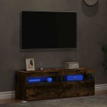 vidaXL Comode TV cu lumini LED, 2 buc., stejar fumuriu, 60x35x40 cm
