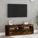 vidaXL Comode TV cu lumini LED, 2 buc., stejar fumuriu, 60x35x40 cm