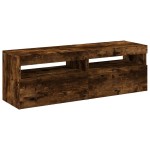 vidaXL Comode TV cu lumini LED, 2 buc., stejar fumuriu, 60x35x40 cm