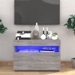 vidaXL Comodă TV cu lumini LED, gri sonoma, 60x35x40 cm vidaXL Comodă TV cu lumini LED, gri sonoma, 60x35x40 cm