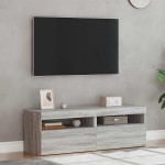 vidaXL Comode TV cu lumini LED, 2 buc., gri sonoma, 60x35x40 cm