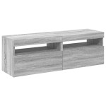 vidaXL Comode TV cu lumini LED, 2 buc., gri sonoma, 60x35x40 cm