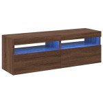 vidaXL Comode TV cu lumini LED, 2 buc., stejar maro, 60x35x40 cm