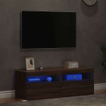 vidaXL Comode TV cu lumini LED, 2 buc., stejar maro, 60x35x40 cm