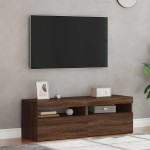 vidaXL Comode TV cu lumini LED, 2 buc., stejar maro, 60x35x40 cm