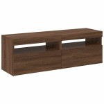 vidaXL Comode TV cu lumini LED, 2 buc., stejar maro, 60x35x40 cm