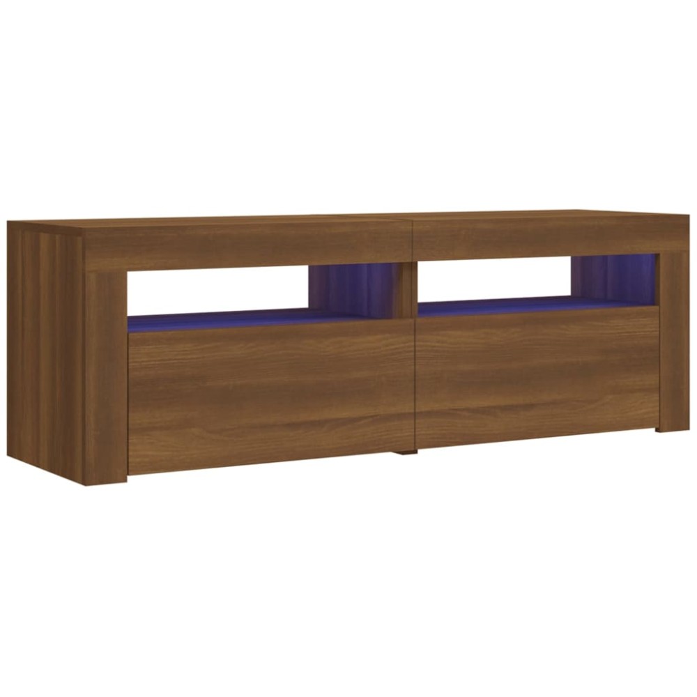 vidaXL Comodă TV cu lumini LED, stejar maro, 120x35x40 cm