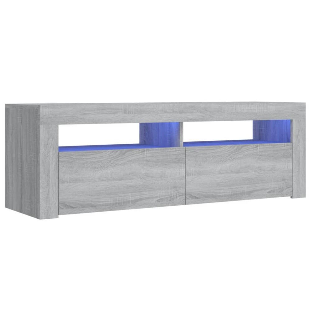 vidaXL Comodă TV cu lumini LED, gri sonoma, 120x35x40 cm